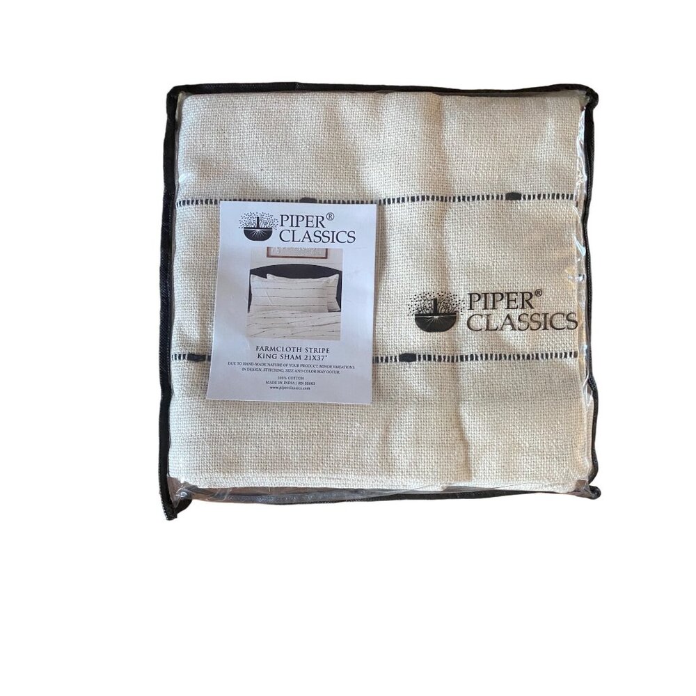 NWT Piper Classics 100% Cotton Farmcloth Stripe 1 Standard Sham 21" x 27" Handma